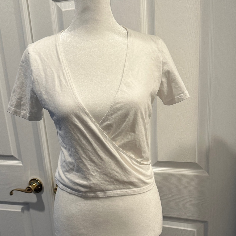 White Wrap-Style Women's Top